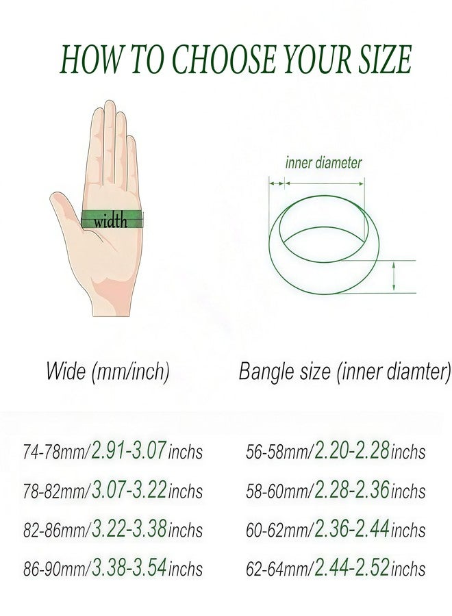 sunglnl Jade Bracelet For Women, Green Stone Bangle Natural Gradient Chinese Style Bracelets With Box Wealth Fortune Healing Protection Good Luck Jewelry Gift (Dark Green, 64mm/2.51in) - Image 5
